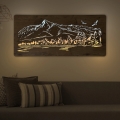Li-Go 5589/A/DUB2 - Decorazione da parete dimmerabile a LED/10W/5V 30000 mAh 110x50 cm rovere/Montagne con uccelli