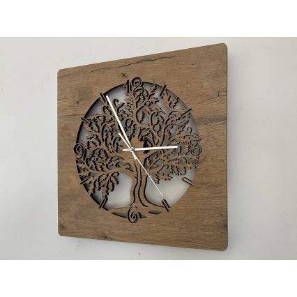 Li-Go 5652/DUB2 - Orologio LED dimmerabile 10W/5V/20000 mAh 42x42 cm rovere/rovere con cornice circolare + telecomando