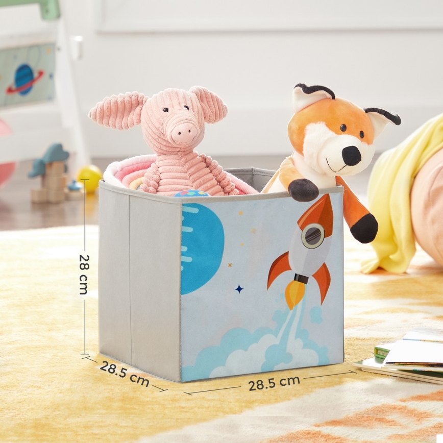 Libreria per bambini con scatole in tessuto ANET bianca