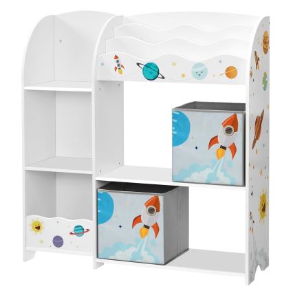 Libreria per bambini con scatole in tessuto ANET bianca
