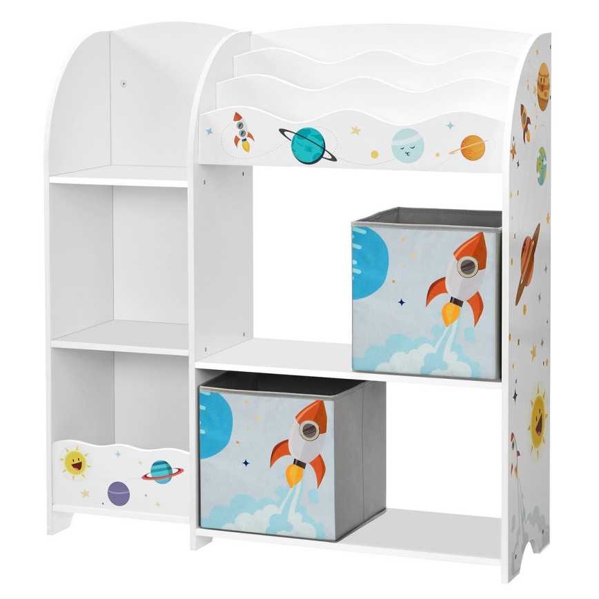 Libreria per bambini con scatole in tessuto ANET bianca