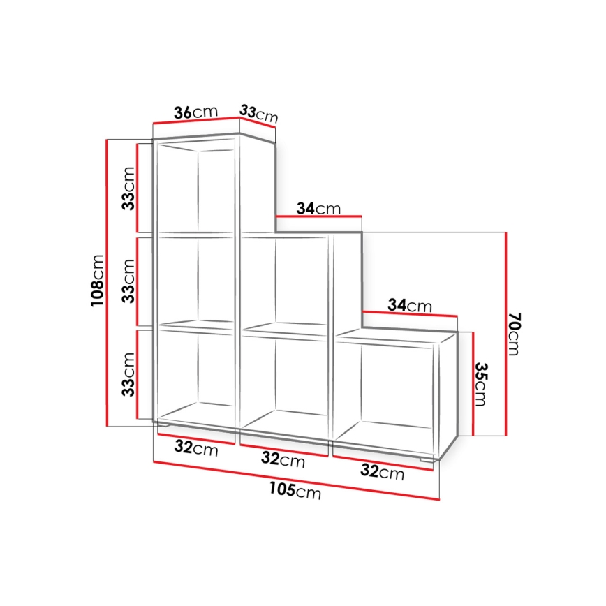 Libreria TRIO 108x105 cm bianco