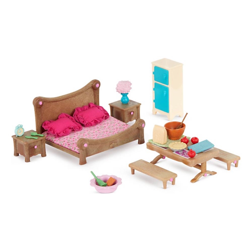 Li'l Woodzeez - Set di giocattoli per la camera da letto e la sala da pranzo