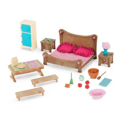 Li'l Woodzeez - Set di giocattoli per la camera da letto e la sala da pranzo