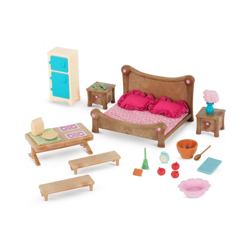 Li'l Woodzeez - Set di giocattoli per la camera da letto e la sala da pranzo