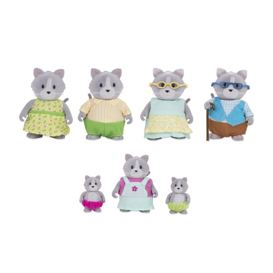 Li'l Woodzeez - Set di miniature DAINTYPAW famiglia di gatti