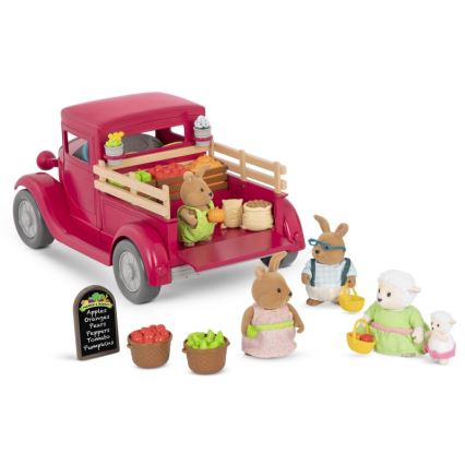 Li'l Woodzeez - Set giocattolo camion dei contadini con stand gastronomico 3xAAA