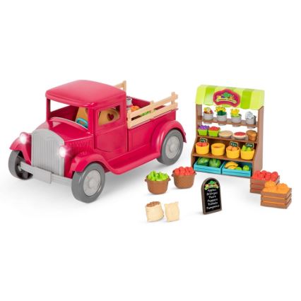 Li'l Woodzeez - Set giocattolo camion dei contadini con stand gastronomico 3xAAA