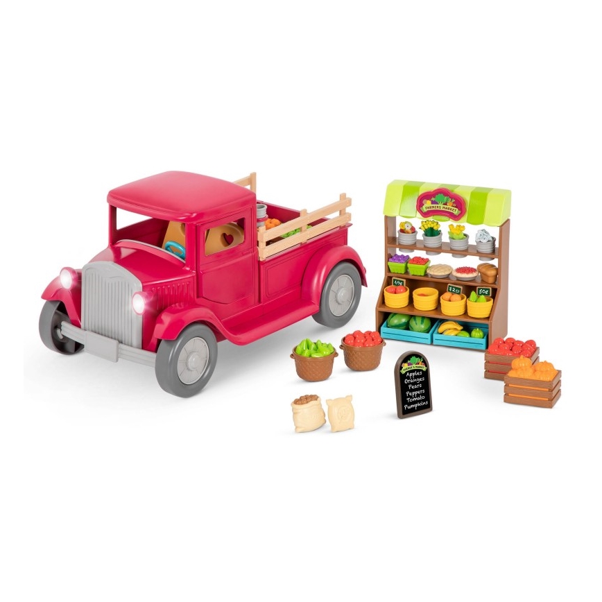 Li'l Woodzeez - Set giocattolo camion dei contadini con stand gastronomico 3xAAA