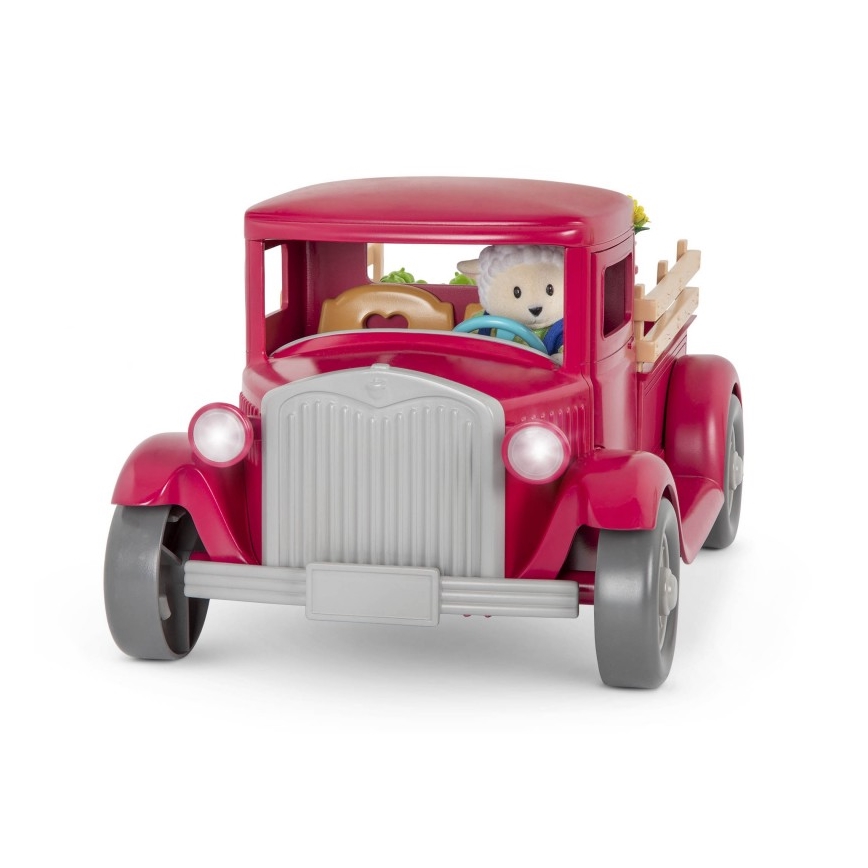 Li'l Woodzeez - Set giocattolo camion dei contadini con stand gastronomico 3xAAA