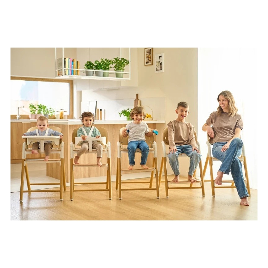 Lionelo - 3-in-1 Kinderhochstuhl CELIA Weiß/Naturholz