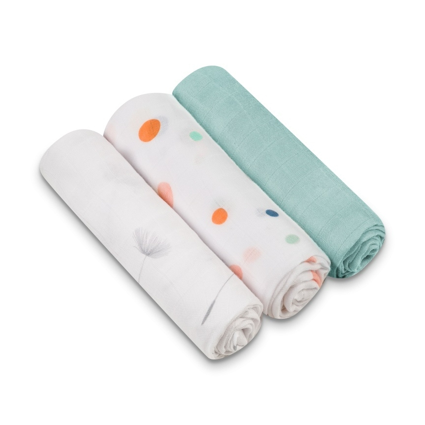 Lionelo - 3er-Set Bambus-Mullwindeln BAMBOO SET 70x70 cm Dot