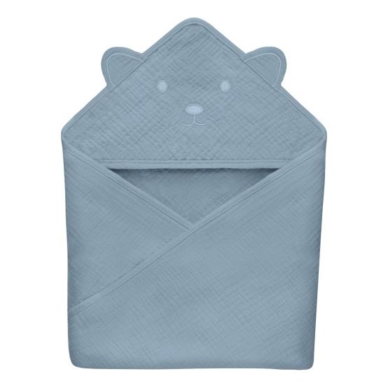Lionelo - Accappatoio in mussola con cappuccio per bambini Cielo Grigio