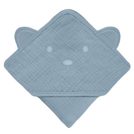 Lionelo - Accappatoio in mussola con cappuccio per bambini Cielo Grigio