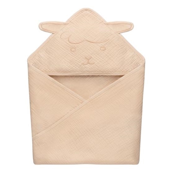 Lionelo - Accappatoio per bambini in mussola con cappuccio Beige Cappuccino