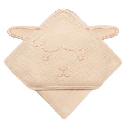 Lionelo - Accappatoio per bambini in mussola con cappuccio Beige Cappuccino