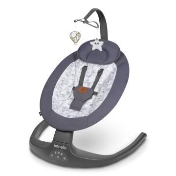 Lionelo - Altalena per bambini RALF con melodia, 4xAA, Grigio/Bianco + telecomando