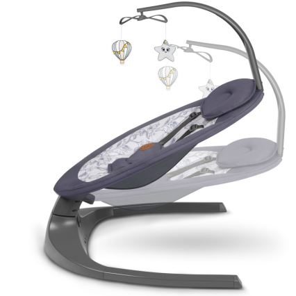 Lionelo - Altalena per bambini RALF con melodia, 4xAA, Grigio/Bianco + telecomando