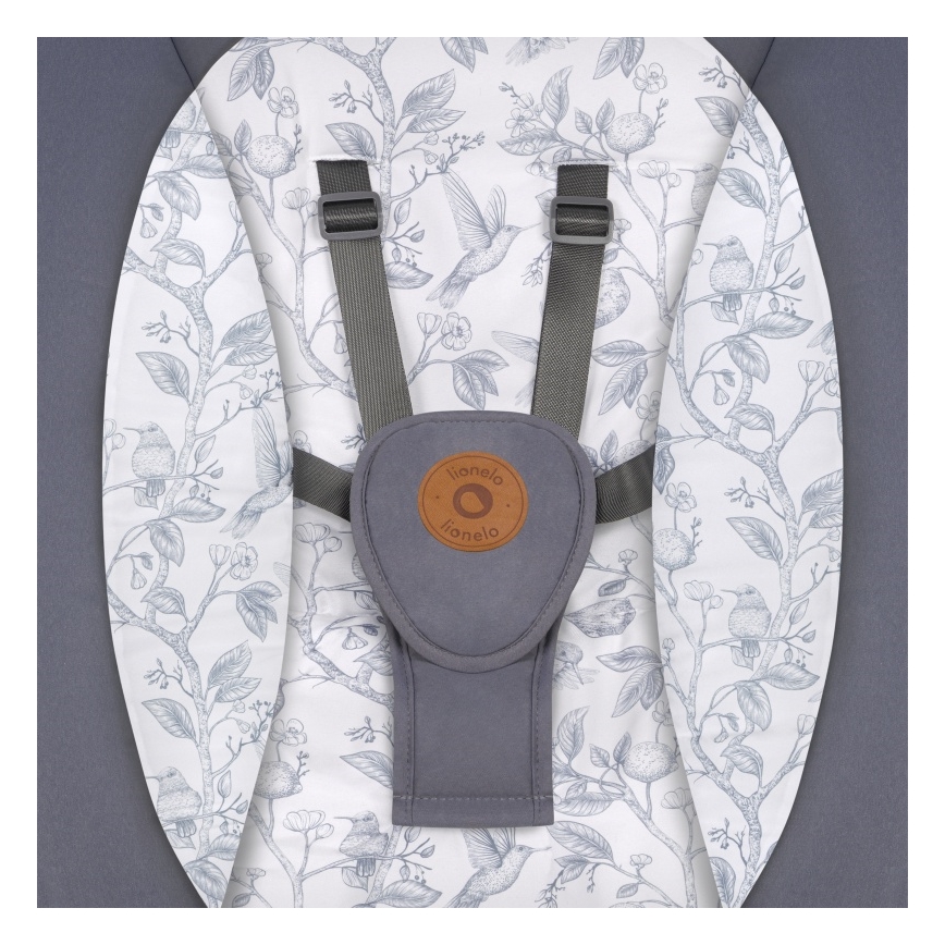 Lionelo - Altalena per bambini RALF con melodia, 4xAA, Grigio/Bianco + telecomando