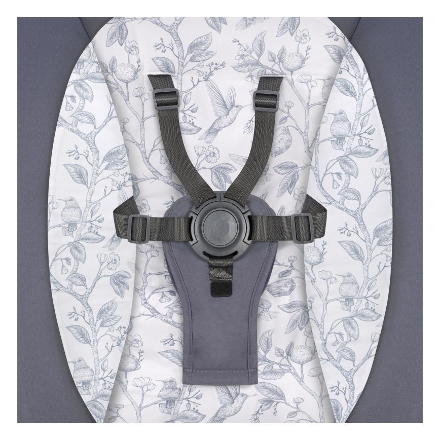 Lionelo - Altalena per bambini RALF con melodia, 4xAA, Grigio/Bianco + telecomando