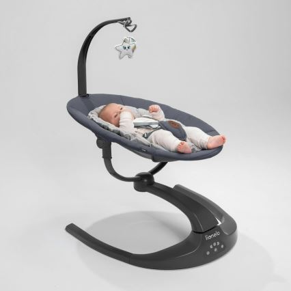 Lionelo - Altalena per bambini RINA con melodia, 4xAA, grigio cemento + telecomando