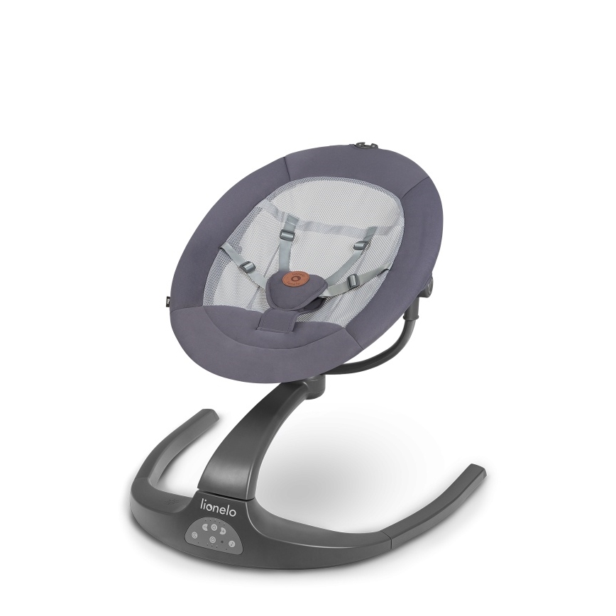 Lionelo - Altalena per bambini RINA con melodia, 4xAA, grigio cemento + telecomando