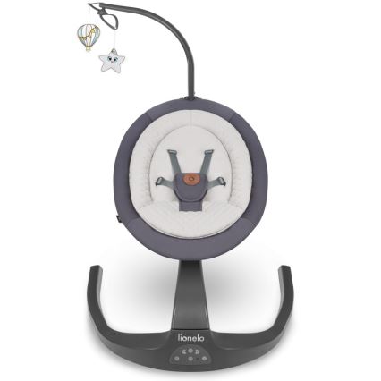 Lionelo - Altalena per bambini RINA con melodia, 4xAA, grigio cemento + telecomando