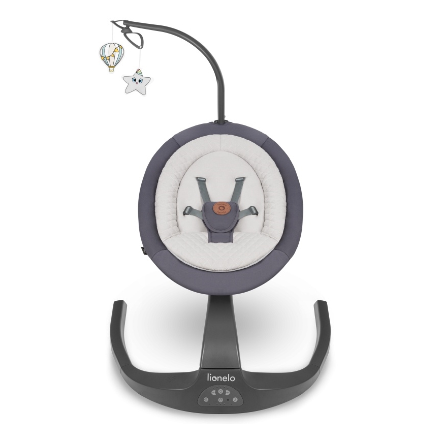 Lionelo - Altalena per bambini RINA con melodia, 4xAA, grigio cemento + telecomando