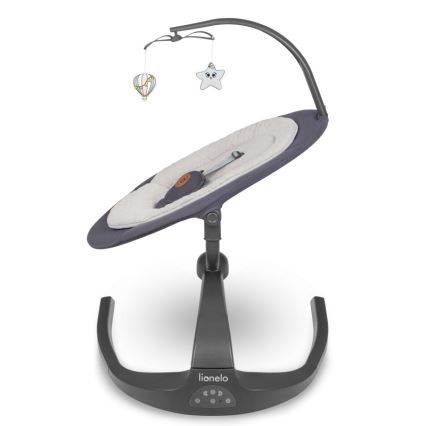 Lionelo - Altalena per bambini RINA con melodia, 4xAA, grigio cemento + telecomando