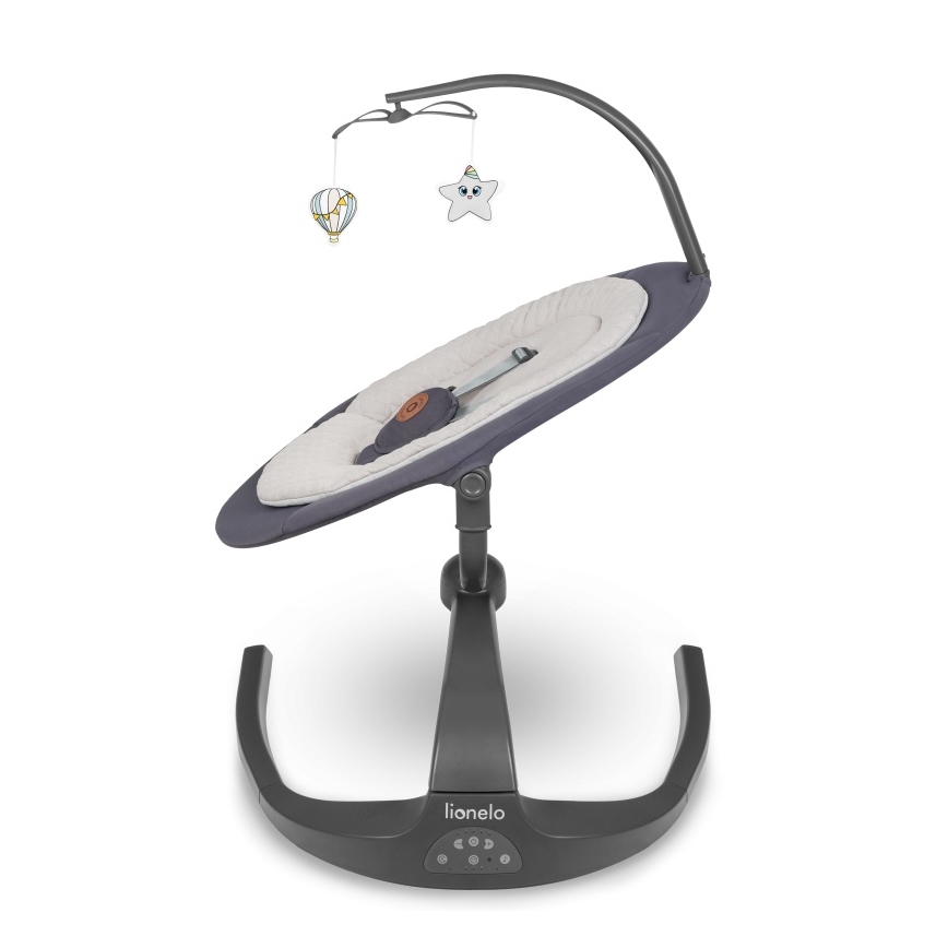 Lionelo - Altalena per bambini RINA con melodia, 4xAA, grigio cemento + telecomando