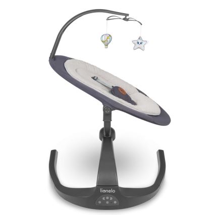 Lionelo - Altalena per bambini RINA con melodia, 4xAA, grigio cemento + telecomando