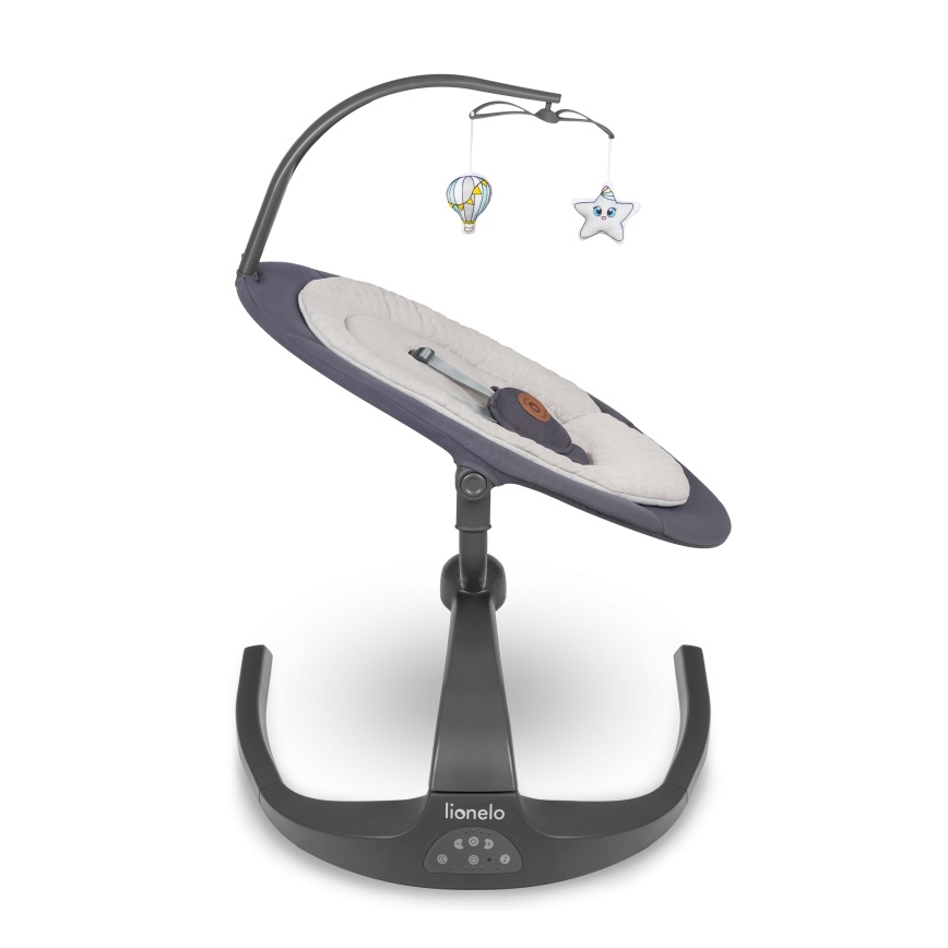 Lionelo - Altalena per bambini RINA con melodia, 4xAA, grigio cemento + telecomando