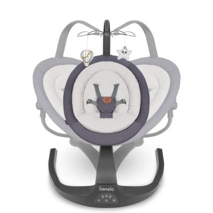 Lionelo - Altalena per bambini RINA con melodia, 4xAA, grigio cemento + telecomando