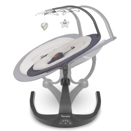 Lionelo - Altalena per bambini RINA con melodia, 4xAA, grigio cemento + telecomando