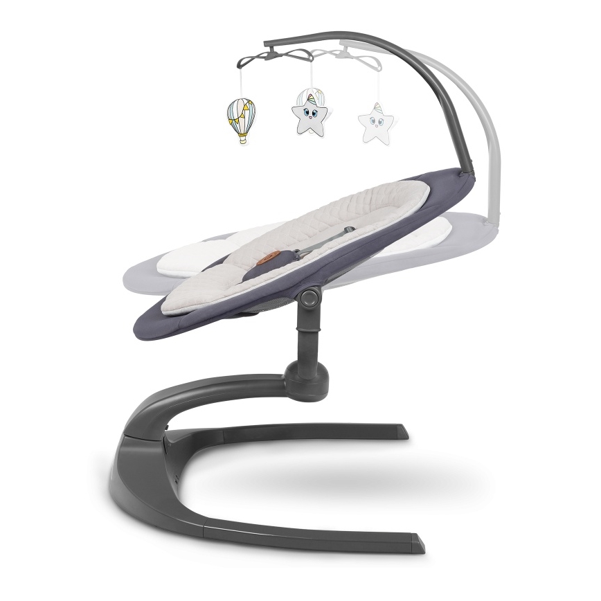Lionelo - Altalena per bambini RINA con melodia, 4xAA, grigio cemento + telecomando