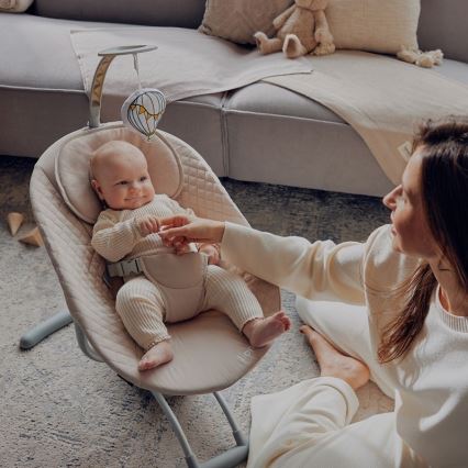 Lionelo - Altalena per bambini RIO con melodia 4xC Beige Latte + telecomando