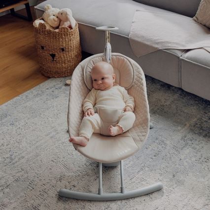 Lionelo - Altalena per bambini RIO con melodia 4xC Beige Latte + telecomando