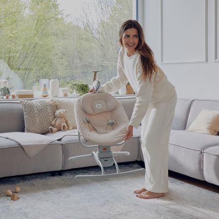 Lionelo - Altalena per bambini RIO con melodia 4xC Beige Latte + telecomando