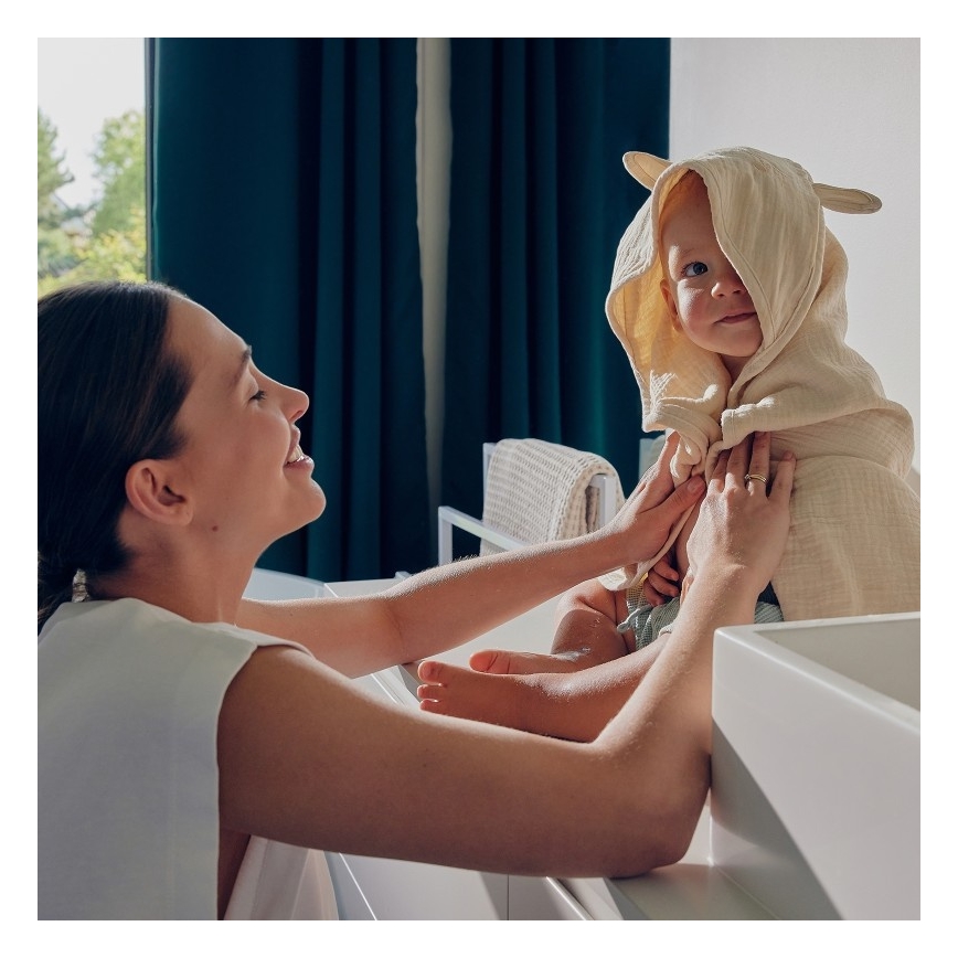 Lionelo - Asciugamano con cappuccio in mussola per bambini, colore Beige Cappuccino