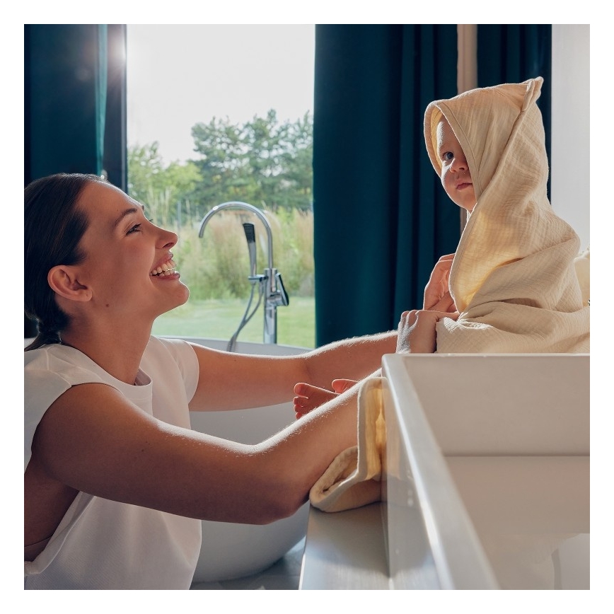 Lionelo - Asciugamano con cappuccio in mussola per bambini, colore Beige Cappuccino