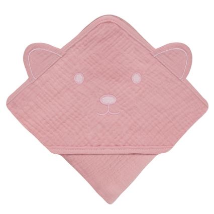 Lionelo - Asciugamano con cappuccio in mussola per bambini Rosa Baby