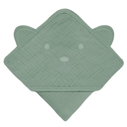 Lionelo - Asciugamano con cappuccio in mussola per bambini Verde Foresta