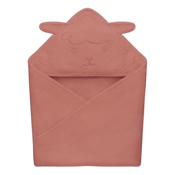 Lionelo - Asciugamano per bambini con cappuccio in mussola Rosso corallo