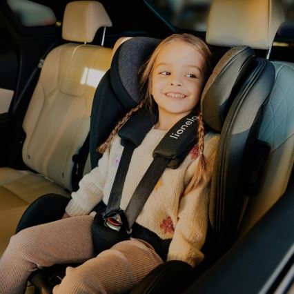 Lionelo - Autokindersitz HARPER i-Size mit drehbarer Basis 76-150 cm Black Carbon