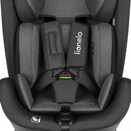 Lionelo - Autokindersitz HARPER i-Size mit drehbarer Basis 76-150 cm Black Carbon