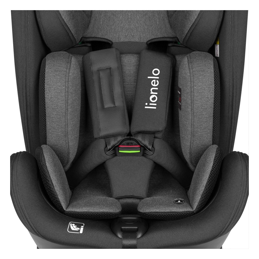 Lionelo - Autokindersitz HARPER i-Size mit drehbarer Basis 76-150 cm Black Carbon