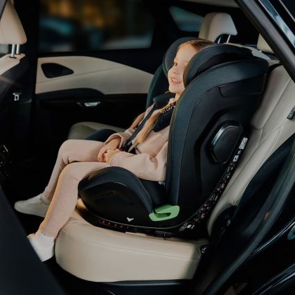 Lionelo - Autokindersitz HARPER i-Size mit drehbarer Basis 76-150 cm Black Carbon