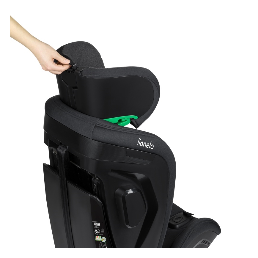 Lionelo - Autokindersitz HARPER i-Size mit drehbarer Basis 76-150 cm Black Carbon