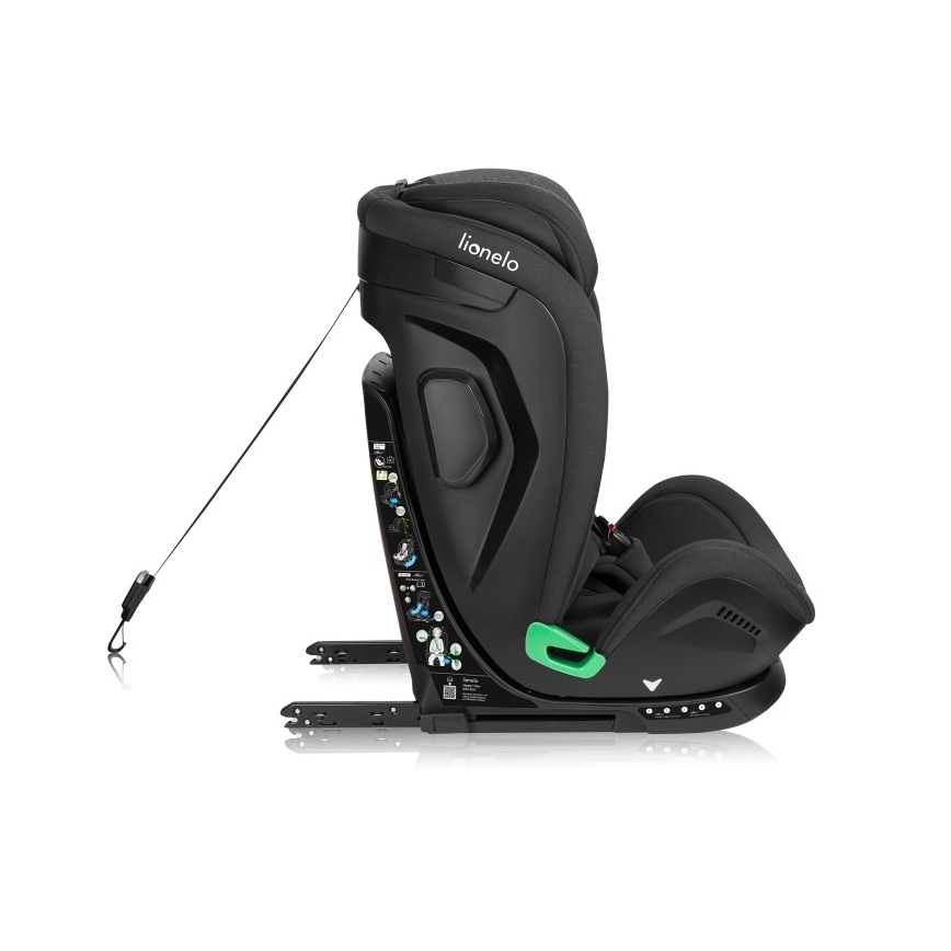 Lionelo - Autokindersitz HARPER i-Size mit drehbarer Basis 76-150 cm Black Carbon