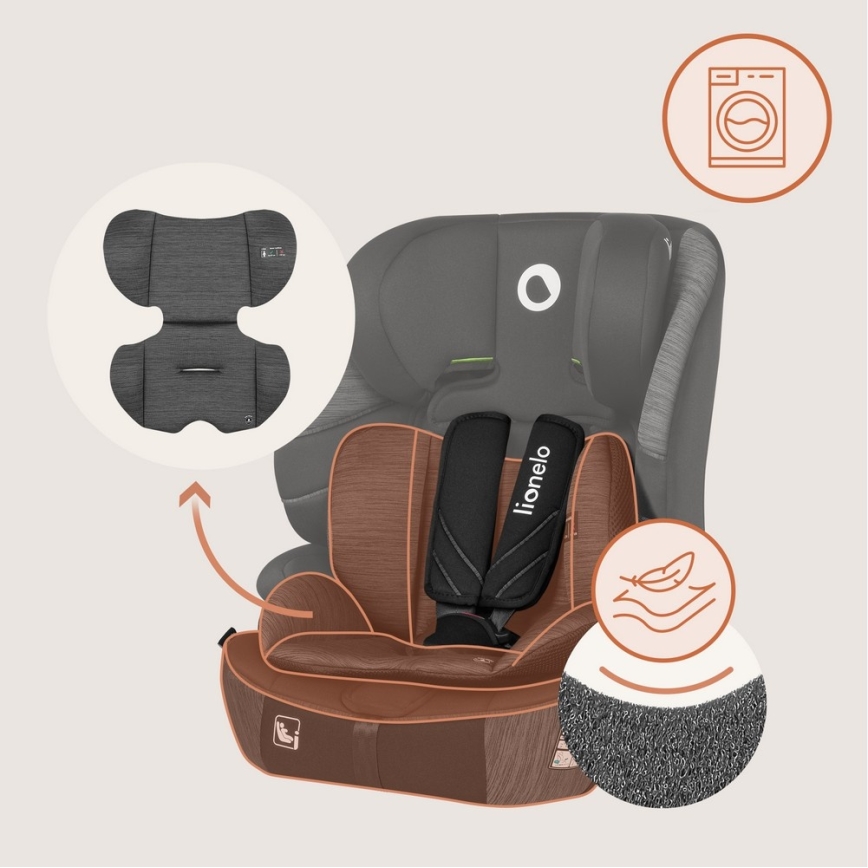 Lionelo - Autokindersitz LEVI FIX i-Size 76-150 cm Grey Stone